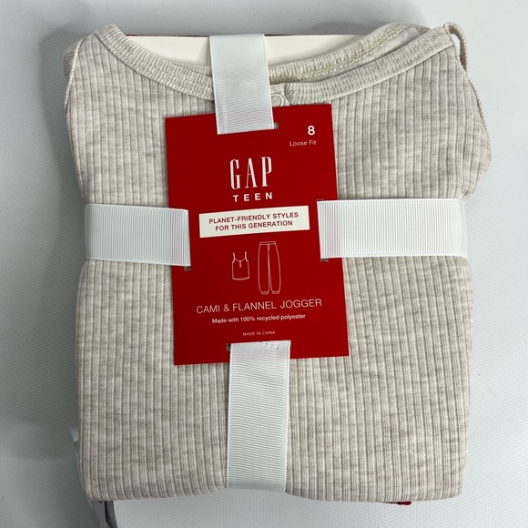38) KIDS GAP Girls NEW PJ SET 100% Recycled Cami Red Flannel PJ Pajamas Size 8 - Picture 2 of 7